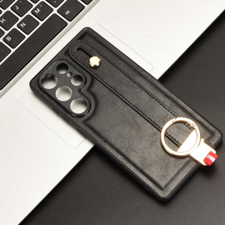 For Samsung Galaxy S25 Ultra 5G Wristband Leather Back Phone Case