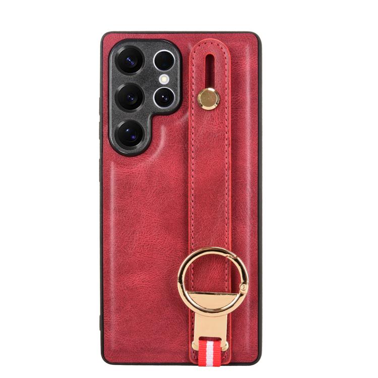 For Samsung Galaxy S25 Ultra 5G Wristband Leather Back Phone Case