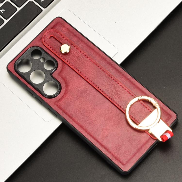 For Samsung Galaxy S25 Ultra 5G Wristband Leather Back Phone Case