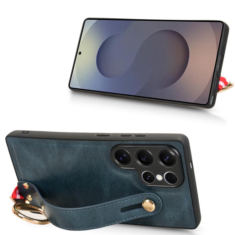 For Samsung Galaxy S25 Ultra 5G Wristband Leather Back Phone Case