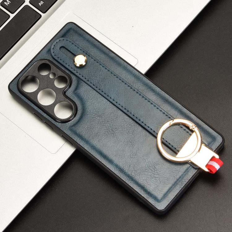 For Samsung Galaxy S25 Ultra 5G Wristband Leather Back Phone Case