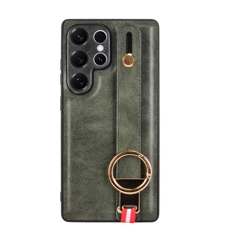 For Samsung Galaxy S25 Ultra 5G Wristband Leather Back Phone Case
