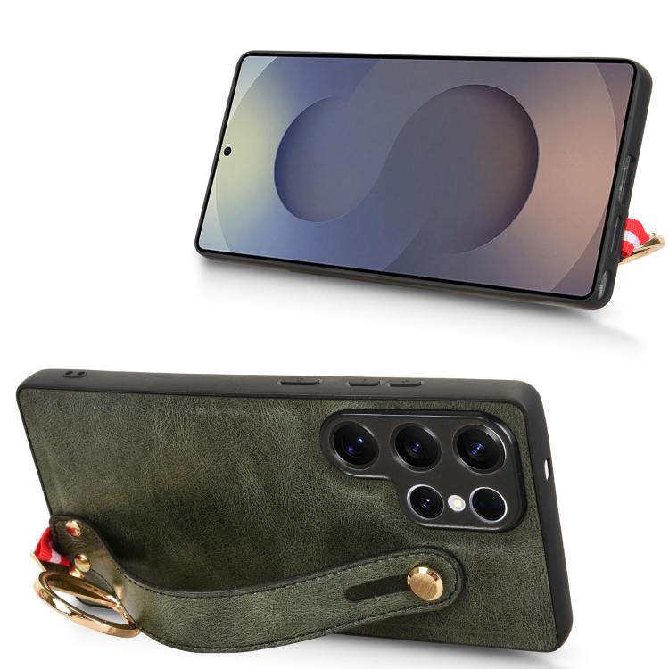 For Samsung Galaxy S25 Ultra 5G Wristband Leather Back Phone Case