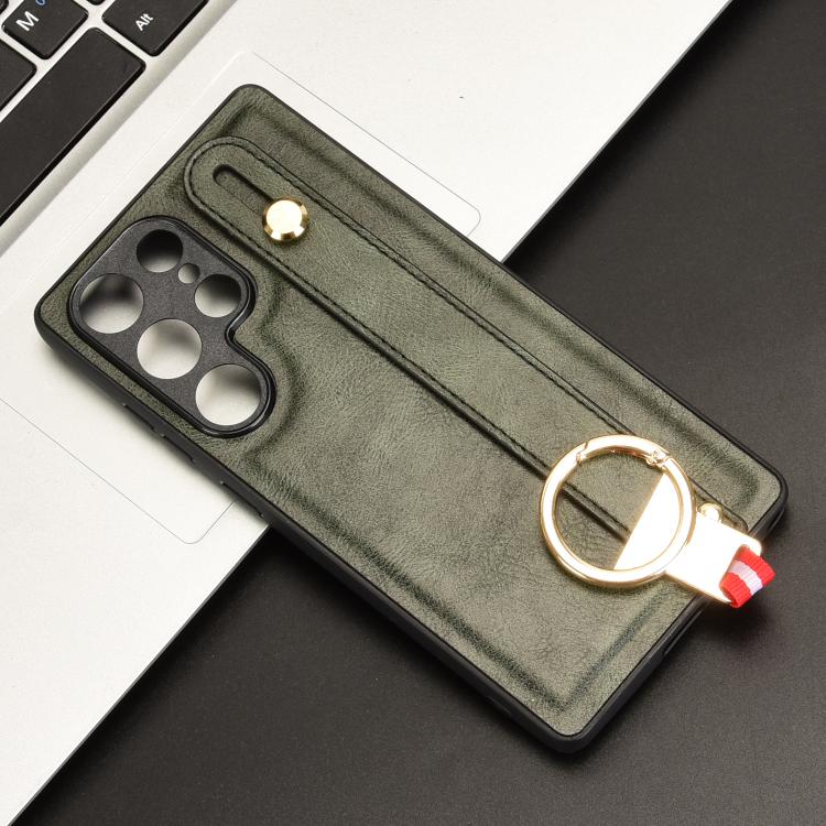 For Samsung Galaxy S25 Ultra 5G Wristband Leather Back Phone Case