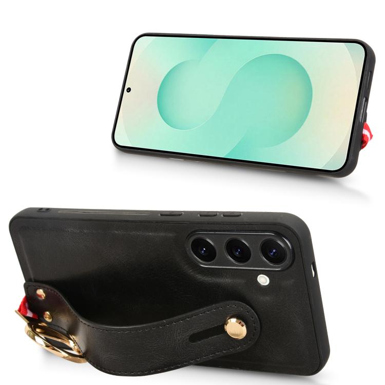 For Samsung Galaxy S25+ 5G Wristband Leather Back Phone Case