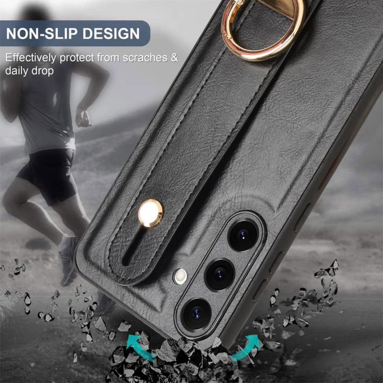 For Samsung Galaxy S25+ 5G Wristband Leather Back Phone Case