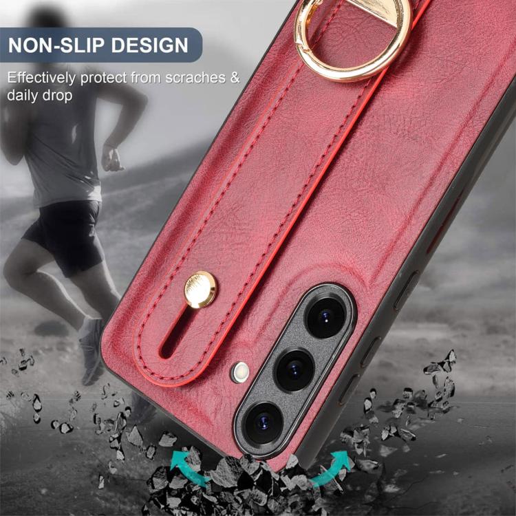 For Samsung Galaxy S25+ 5G Wristband Leather Back Phone Case