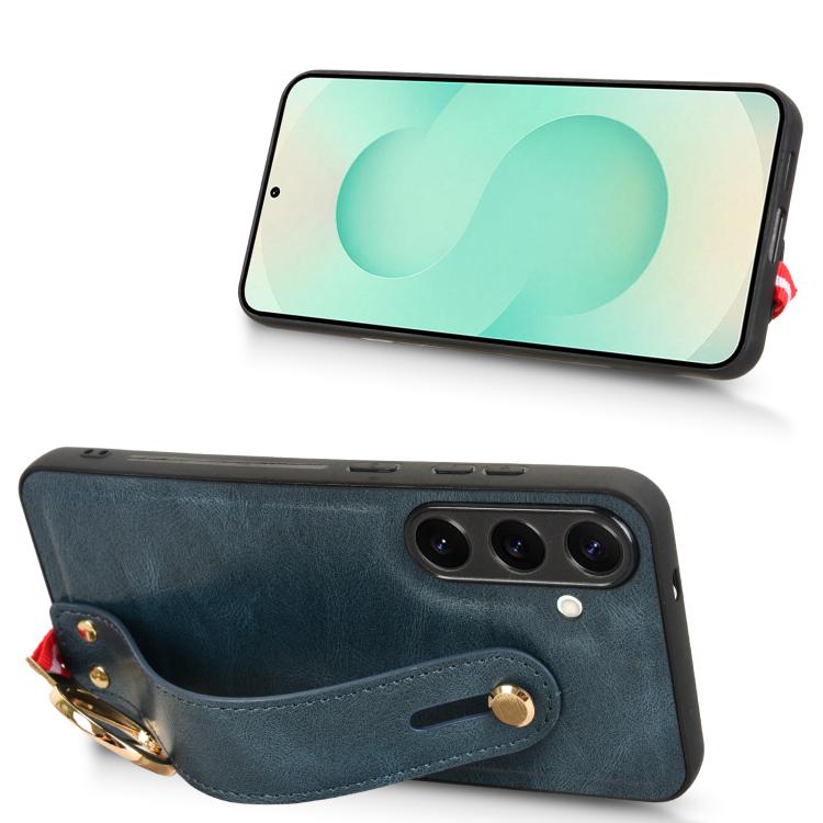 For Samsung Galaxy S25+ 5G Wristband Leather Back Phone Case