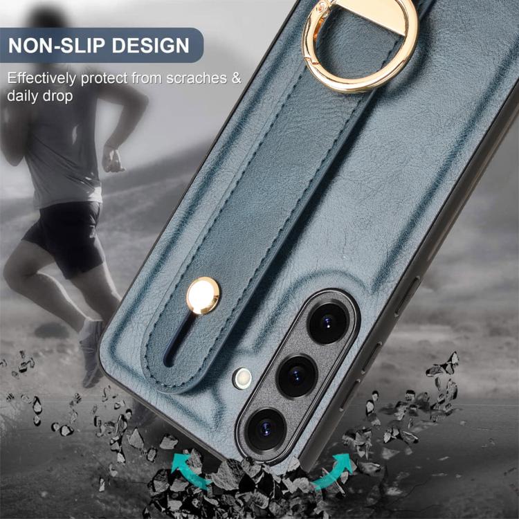 For Samsung Galaxy S25+ 5G Wristband Leather Back Phone Case