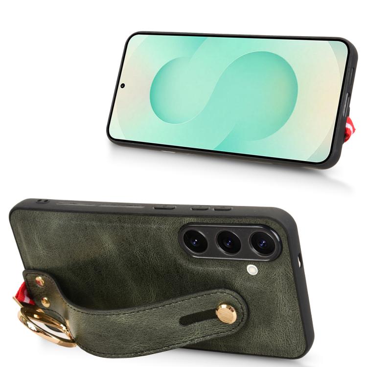 For Samsung Galaxy S25+ 5G Wristband Leather Back Phone Case