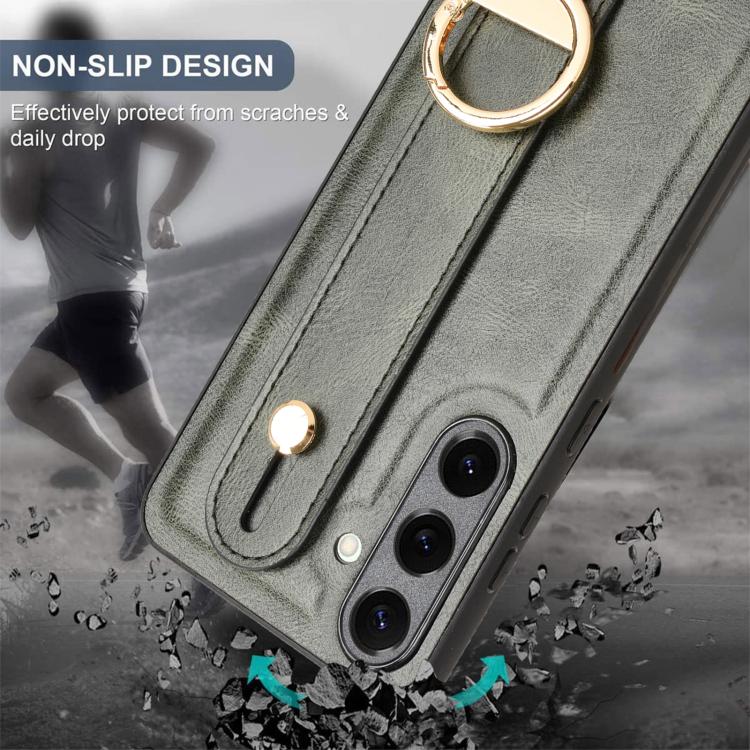 For Samsung Galaxy S25+ 5G Wristband Leather Back Phone Case