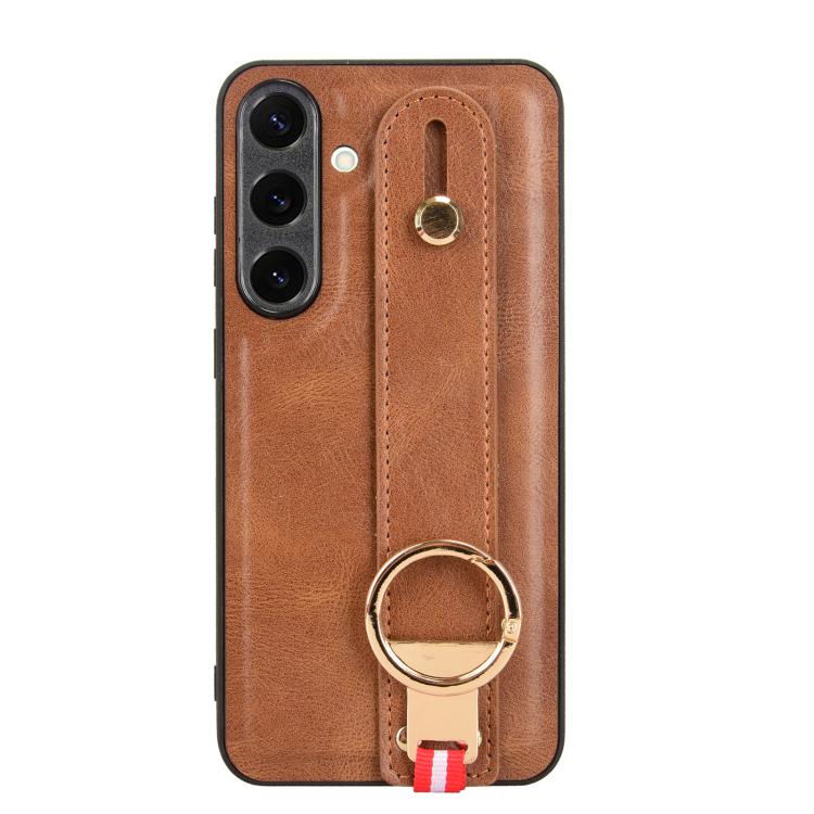 For Samsung Galaxy S25+ 5G Wristband Leather Back Phone Case