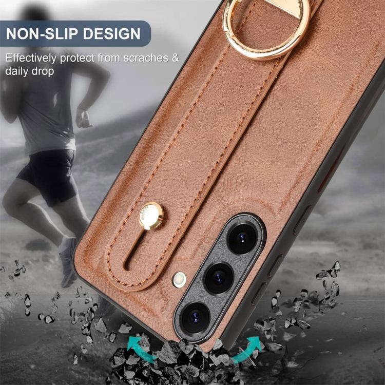 For Samsung Galaxy S25+ 5G Wristband Leather Back Phone Case