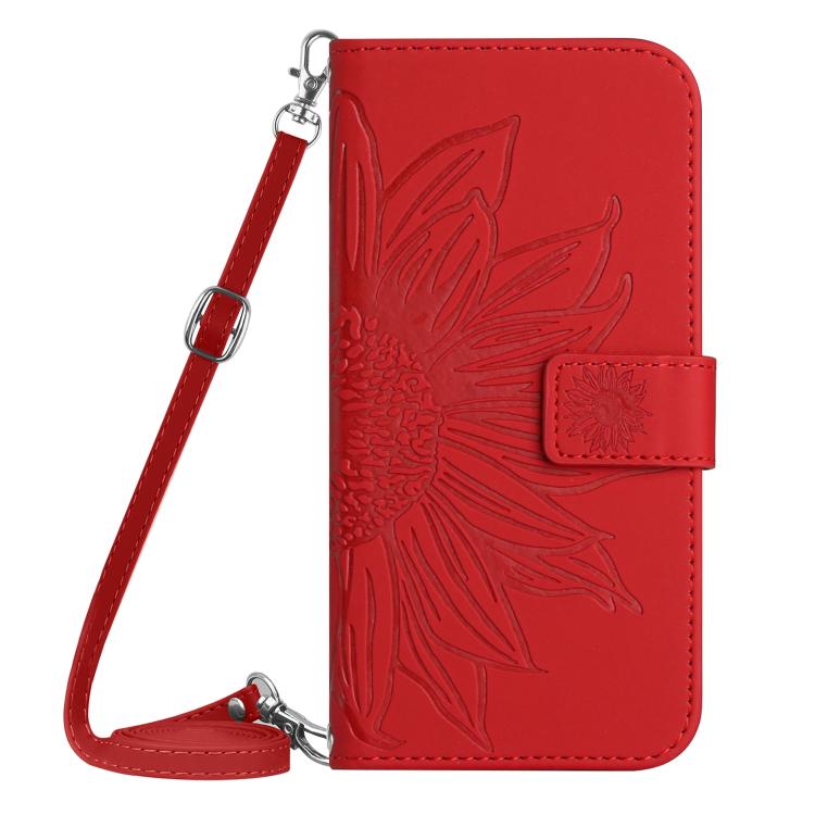 For Tecno Spark 40C Skin Feel Sun Flower Embossed Flip Leather Phone Case with Lanyard