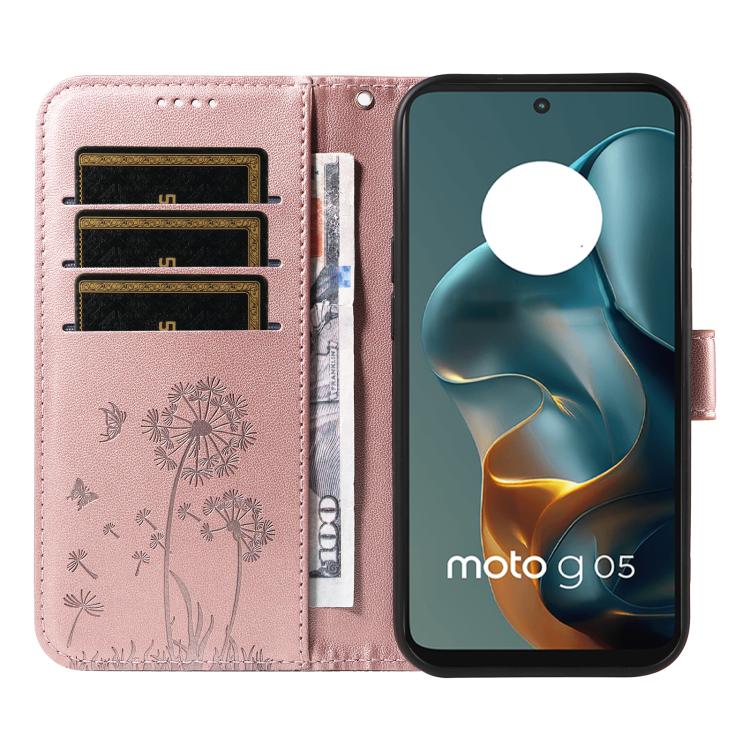 For Motorola Moto G05 Dandelion Embossed Pattern Flip Leather Phone Case