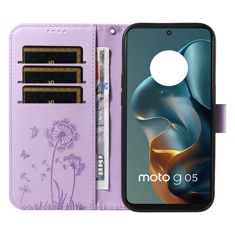 For Motorola Moto G05 Dandelion Embossed Pattern Flip Leather Phone Case