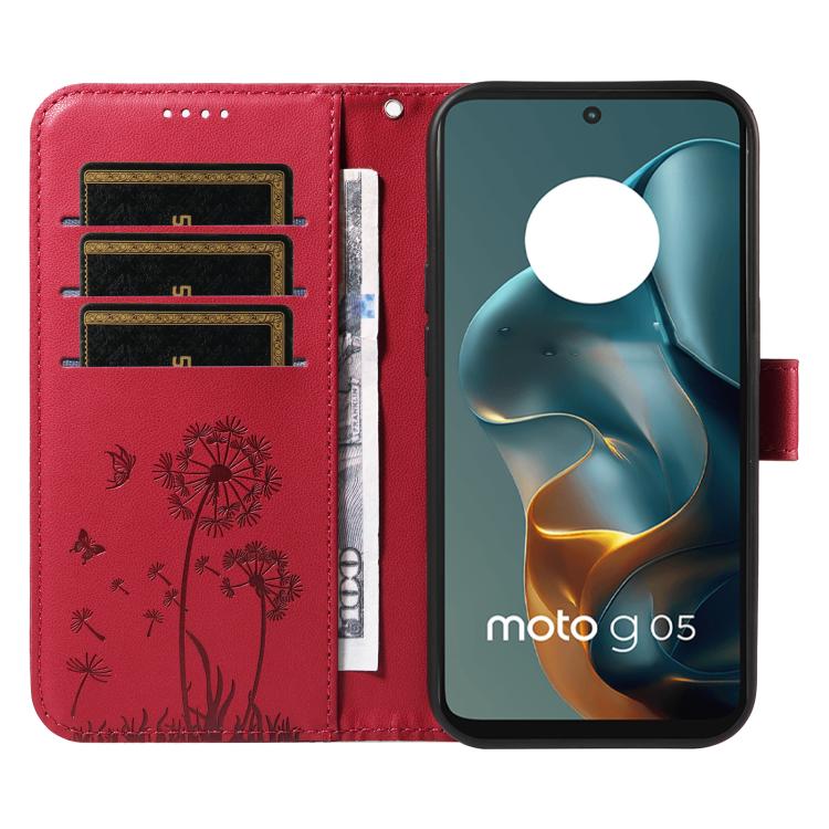 For Motorola Moto G15 Dandelion Embossed Pattern Flip Leather Phone Case