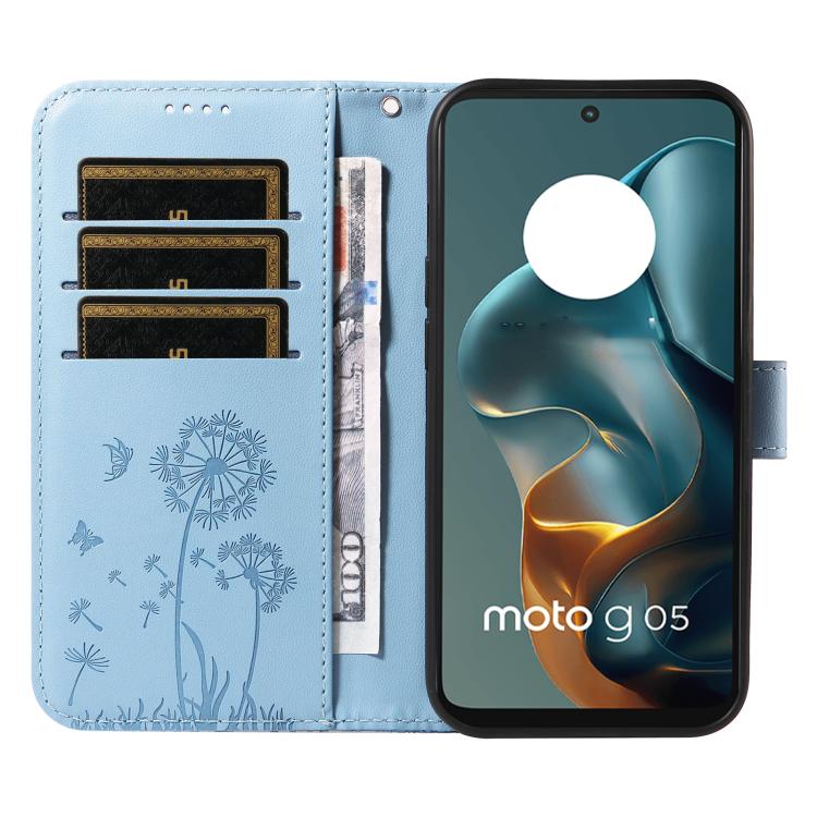For Motorola Moto G15 Dandelion Embossed Pattern Flip Leather Phone Case