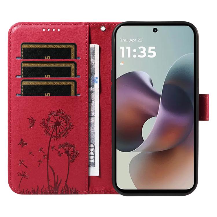 For Motorola Moto G56 5G Dandelion Embossed Pattern Flip Leather Phone Case