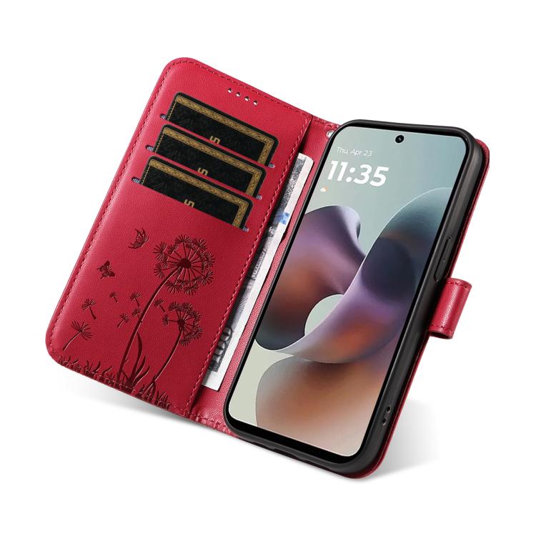 For Motorola Moto G56 5G Dandelion Embossed Pattern Flip Leather Phone Case