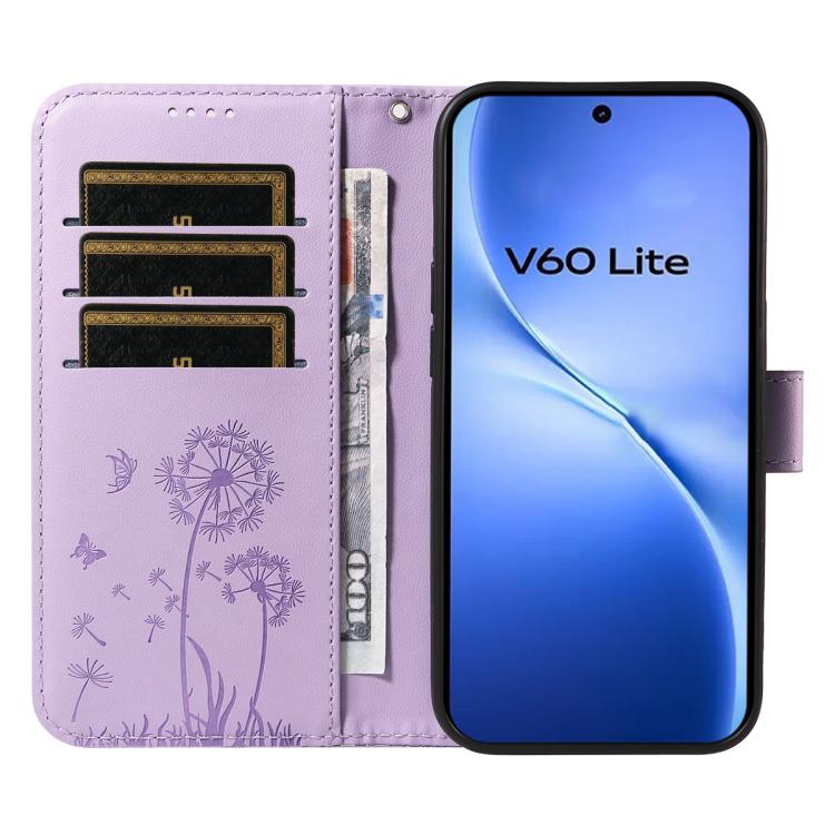For vivo V60 Lite 4G Dandelion Embossed Pattern Flip Leather Phone Case
