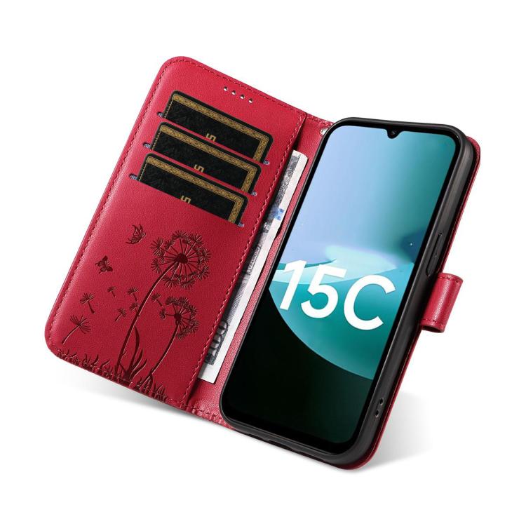 For Redmi 15C 5G / 4G Global 171mm Dandelion Embossed Pattern Flip Leather Phone Case