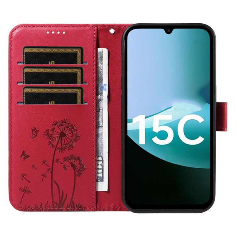 For Redmi 15C 5G / 4G EU 173mm Dandelion Embossed Pattern Flip Leather Phone Case