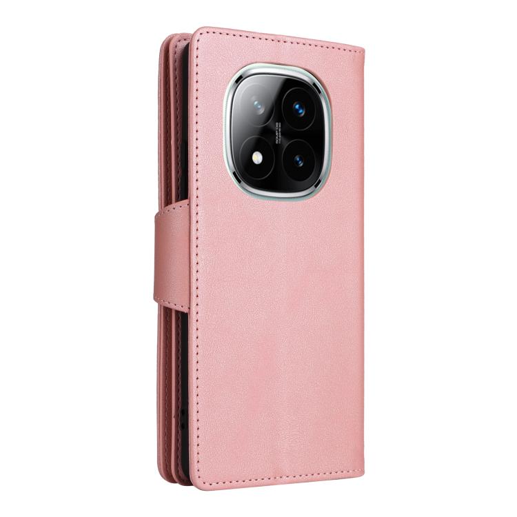 For Redmi Note 14 Pro 5G Rivet Buckle 9 Cards Three Fold Leather Phone Case