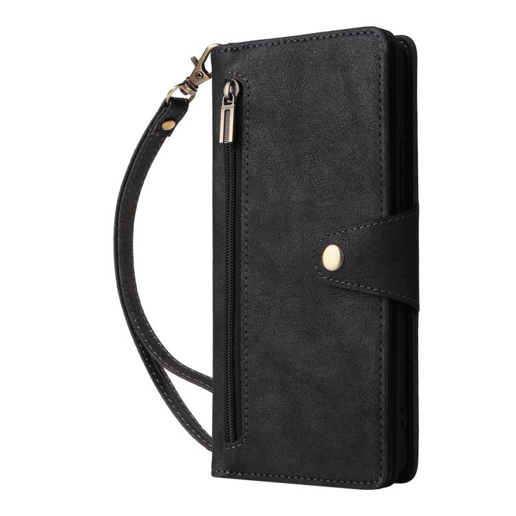 For Redmi Note 14 Pro 5G Rivet Buckle 9 Cards Three Fold Leather Phone Case