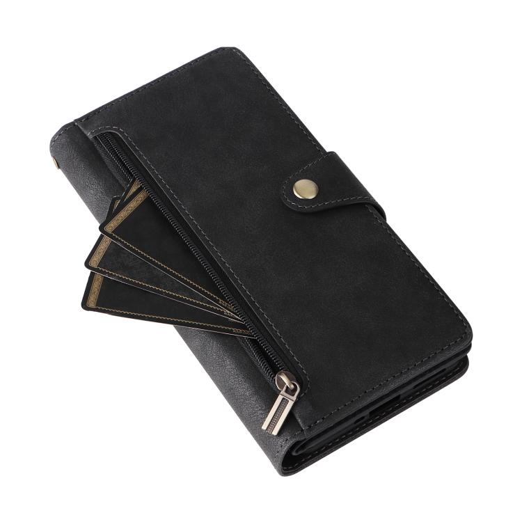 For Redmi Note 14 Pro 5G Rivet Buckle 9 Cards Three Fold Leather Phone Case
