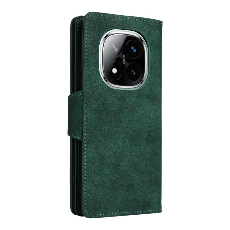 For Redmi Note 14 Pro 5G Rivet Buckle 9 Cards Three Fold Leather Phone Case