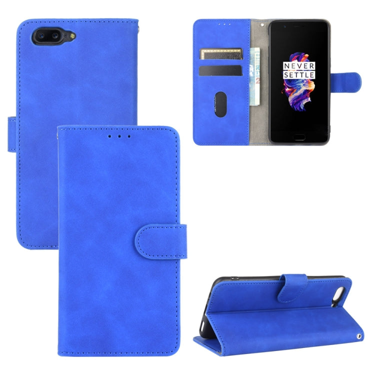 For OnePlus 5 Solid Color Skin Feel Magnetic Buckle Horizontal Flip Calf Texture PU Leather Case with Holder & Card Slots & Wallet