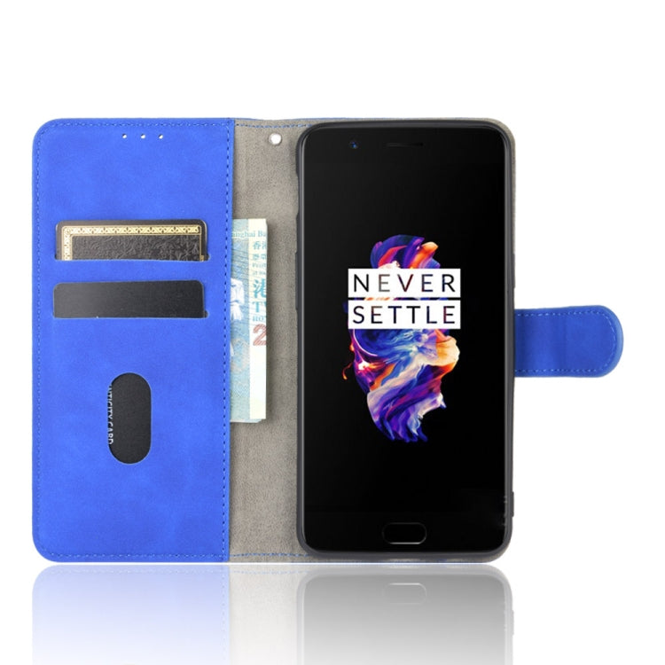 For OnePlus 5 Solid Color Skin Feel Magnetic Buckle Horizontal Flip Calf Texture PU Leather Case with Holder & Card Slots & Wallet