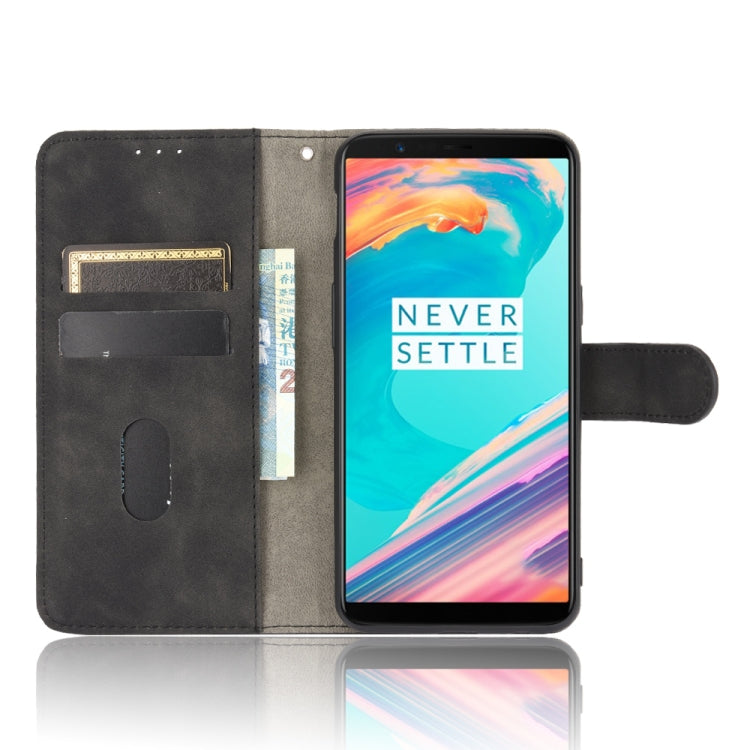 For OnePlus 5T Solid Color Skin Feel Magnetic Buckle Horizontal Flip Calf Texture PU Leather Case with Holder & Card Slots & Wallet