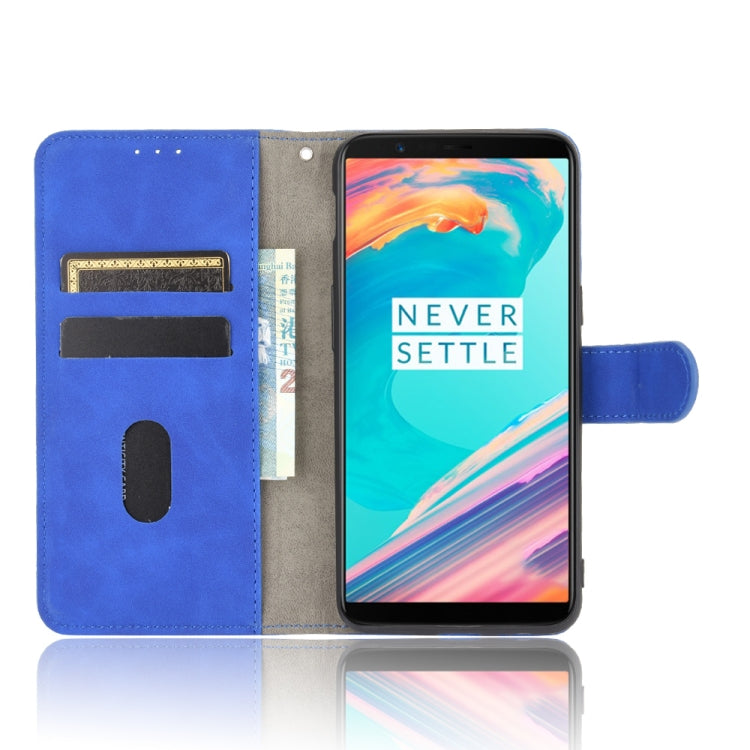 For OnePlus 5T Solid Color Skin Feel Magnetic Buckle Horizontal Flip Calf Texture PU Leather Case with Holder & Card Slots & Wallet