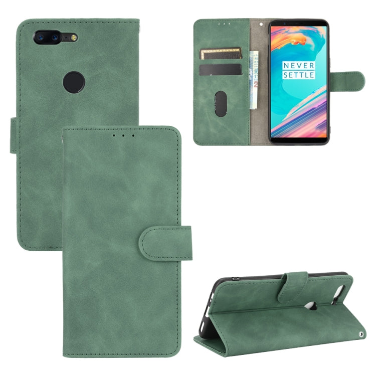 For OnePlus 5T Solid Color Skin Feel Magnetic Buckle Horizontal Flip Calf Texture PU Leather Case with Holder & Card Slots & Wallet