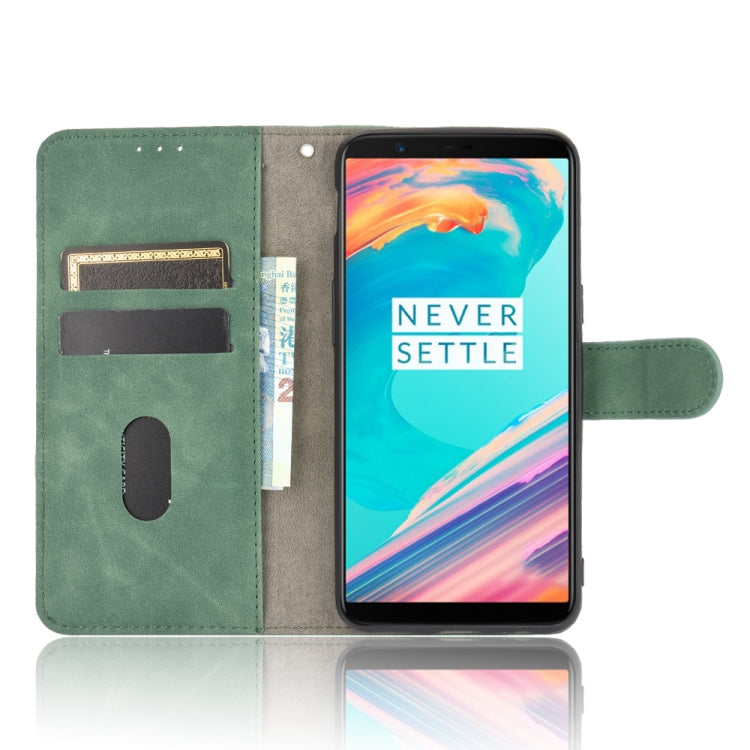 For OnePlus 5T Solid Color Skin Feel Magnetic Buckle Horizontal Flip Calf Texture PU Leather Case with Holder & Card Slots & Wallet