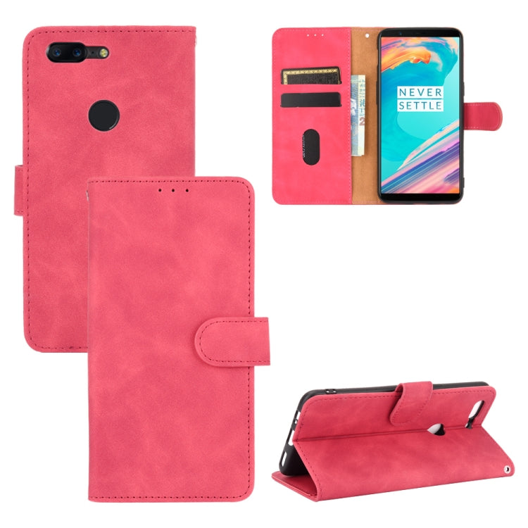 For OnePlus 5T Solid Color Skin Feel Magnetic Buckle Horizontal Flip Calf Texture PU Leather Case with Holder & Card Slots & Wallet