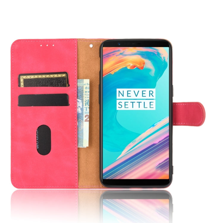 For OnePlus 5T Solid Color Skin Feel Magnetic Buckle Horizontal Flip Calf Texture PU Leather Case with Holder & Card Slots & Wallet