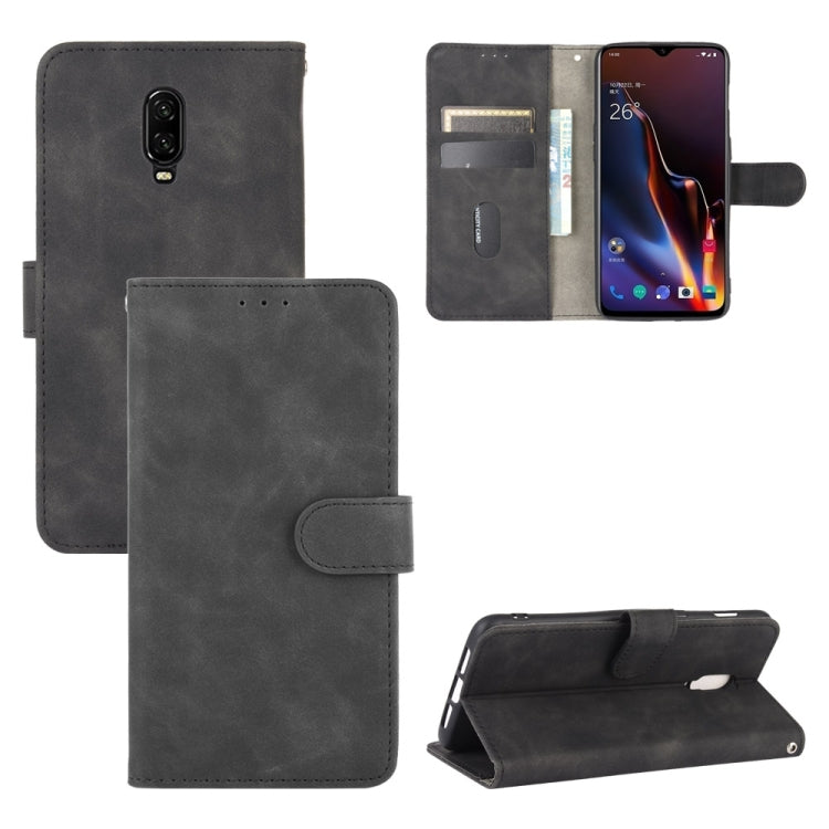 For OnePlus 6T Solid Color Skin Feel Magnetic Buckle Horizontal Flip Calf Texture PU Leather Case with Holder & Card Slots & Wallet