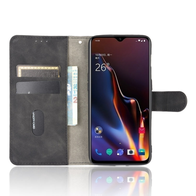 For OnePlus 6T Solid Color Skin Feel Magnetic Buckle Horizontal Flip Calf Texture PU Leather Case with Holder & Card Slots & Wallet