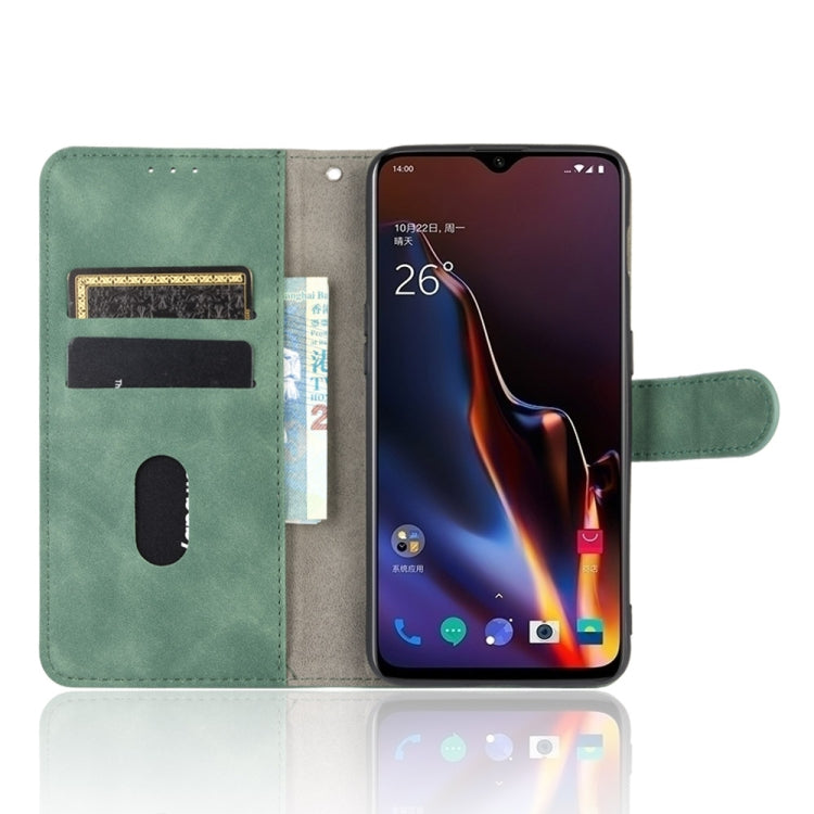 For OnePlus 6T Solid Color Skin Feel Magnetic Buckle Horizontal Flip Calf Texture PU Leather Case with Holder & Card Slots & Wallet