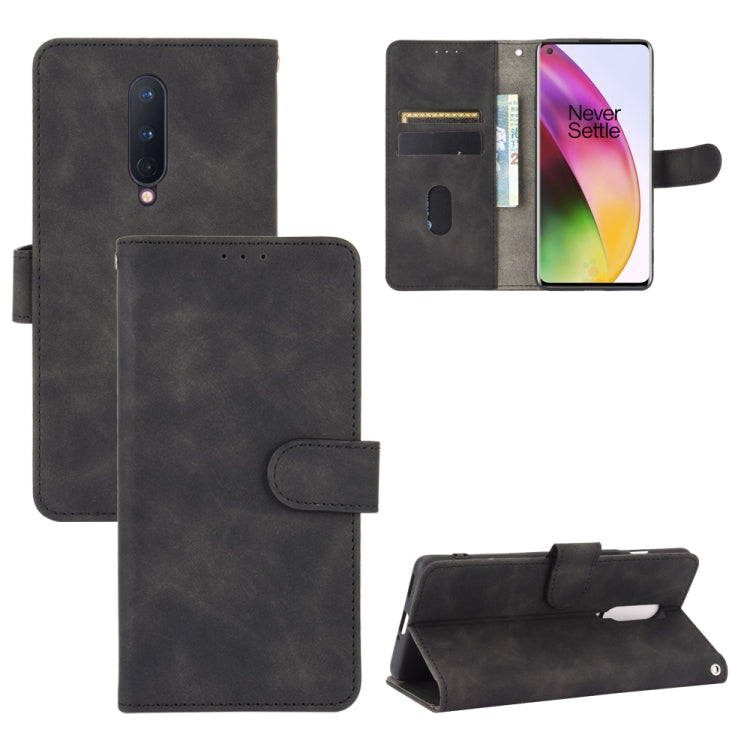 For OnePlus 8 Solid Color Skin Feel Magnetic Buckle Horizontal Flip Calf Texture PU Leather Case with Holder & Card Slots & Wallet