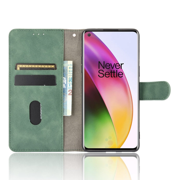 For OnePlus 8 Solid Color Skin Feel Magnetic Buckle Horizontal Flip Calf Texture PU Leather Case with Holder & Card Slots & Wallet