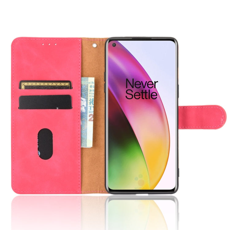 For OnePlus 8 Solid Color Skin Feel Magnetic Buckle Horizontal Flip Calf Texture PU Leather Case with Holder & Card Slots & Wallet