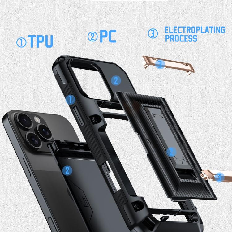 For iPhone 12 Pro Max Card Slot PC Hybrid TPU Combo Phone Case