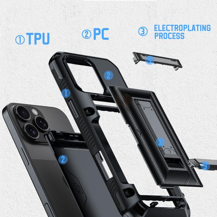 For iPhone 11 Pro Card Slot PC Hybrid TPU Combo Phone Case