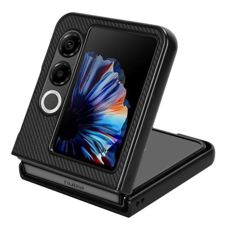 For ZTE nubia Flip2 Carbon Fiber Texture PU Leather PC Phone Case