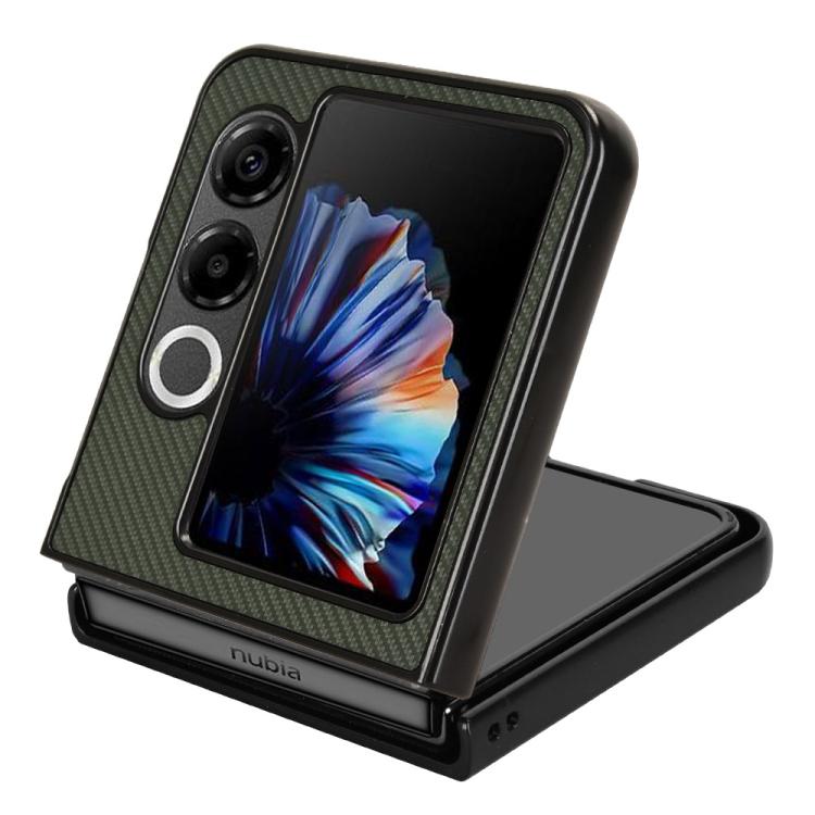 For ZTE nubia Flip2 Carbon Fiber Texture PU Leather PC Phone Case