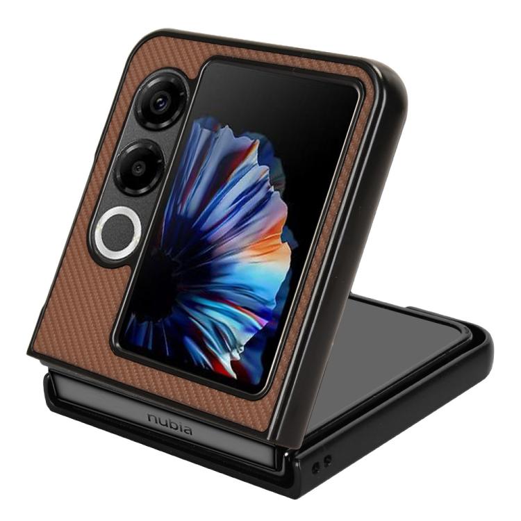 For ZTE nubia Flip2 Carbon Fiber Texture PU Leather PC Phone Case